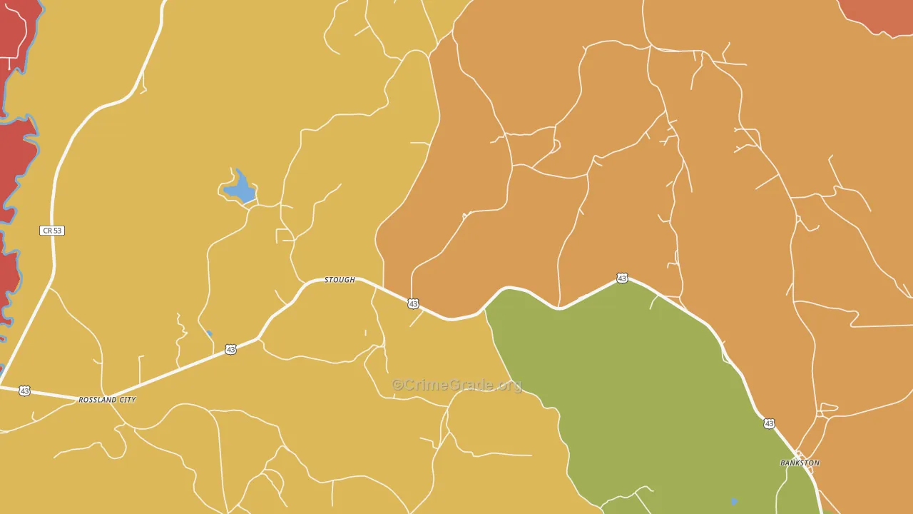Stough, AL Map of Drug-Related Crime Rates