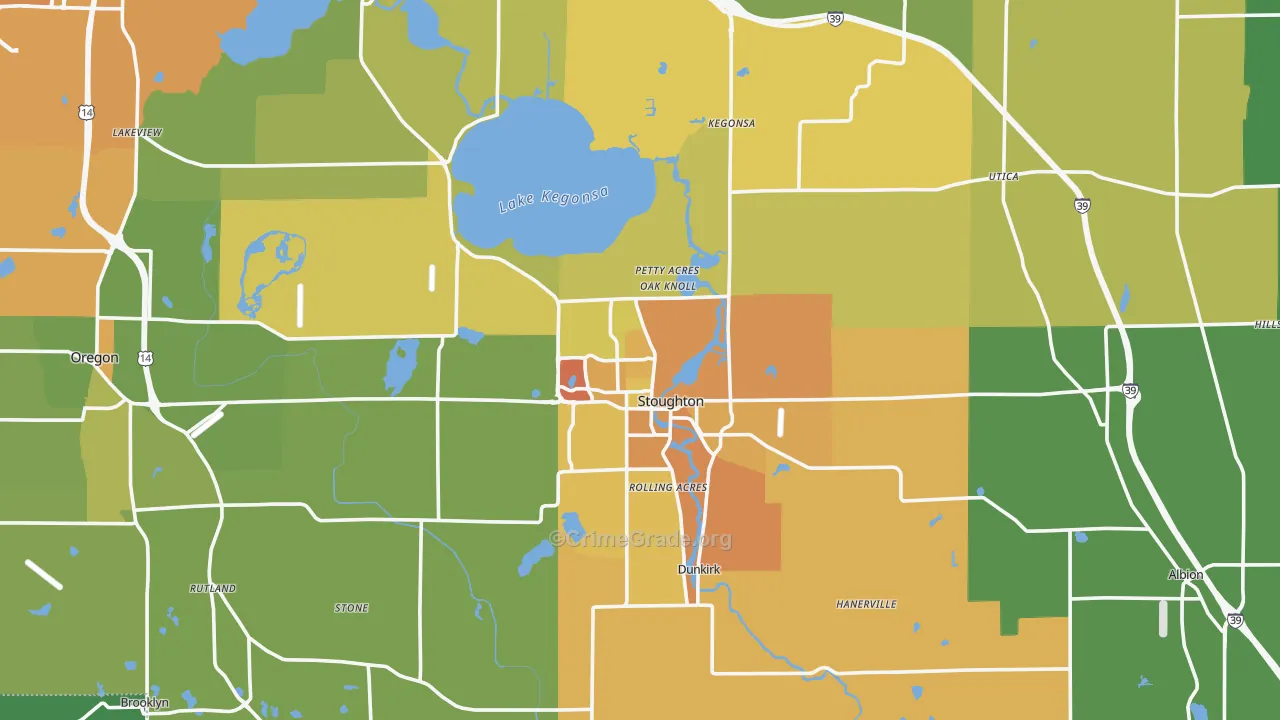 Stoughton, WI Map of Drug-Related Crime Rates