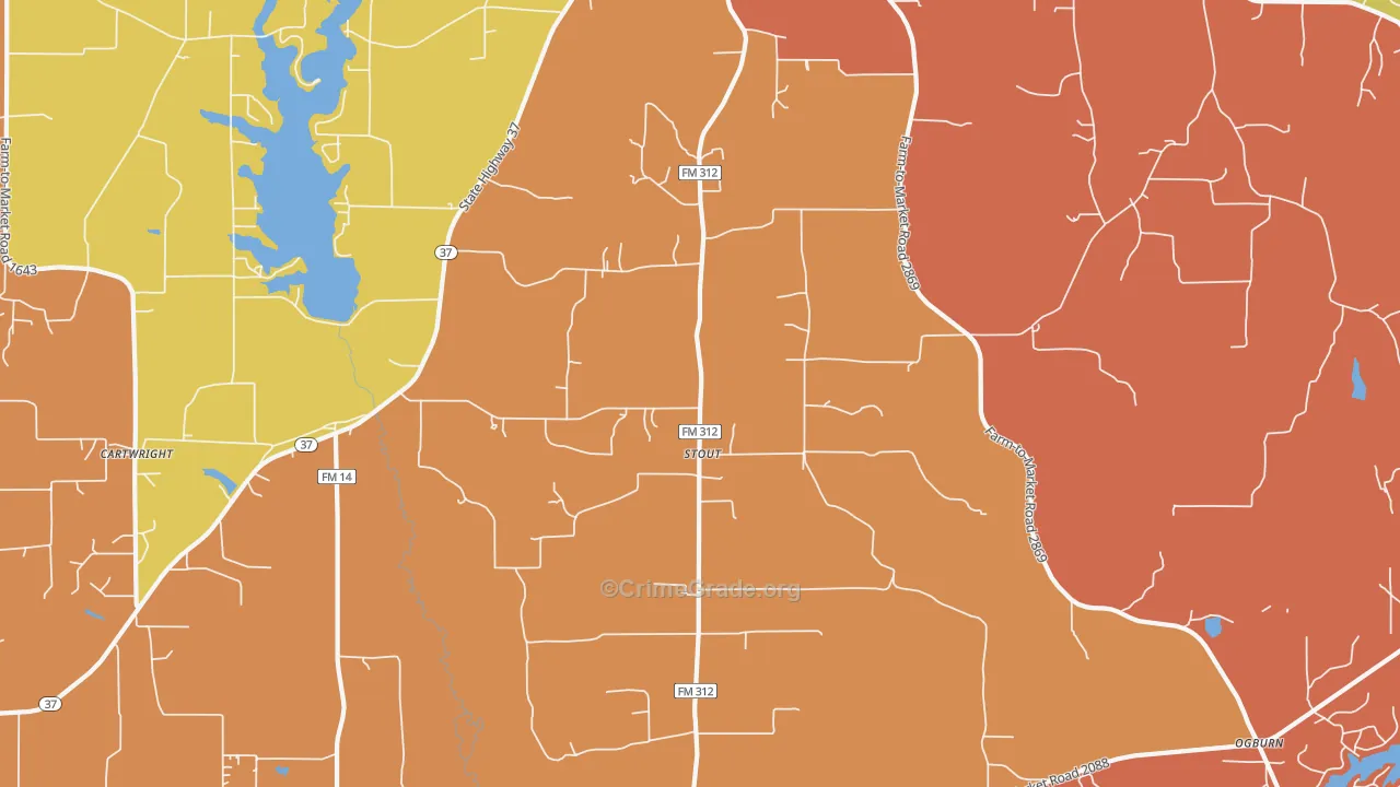 Stout, TX Map of Drug-Related Crime Rates