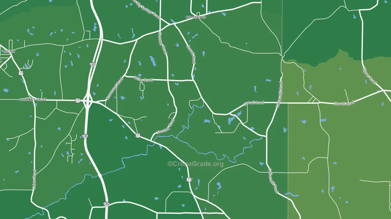 Stovall, GA Map of Drug-Related Crime Rates
