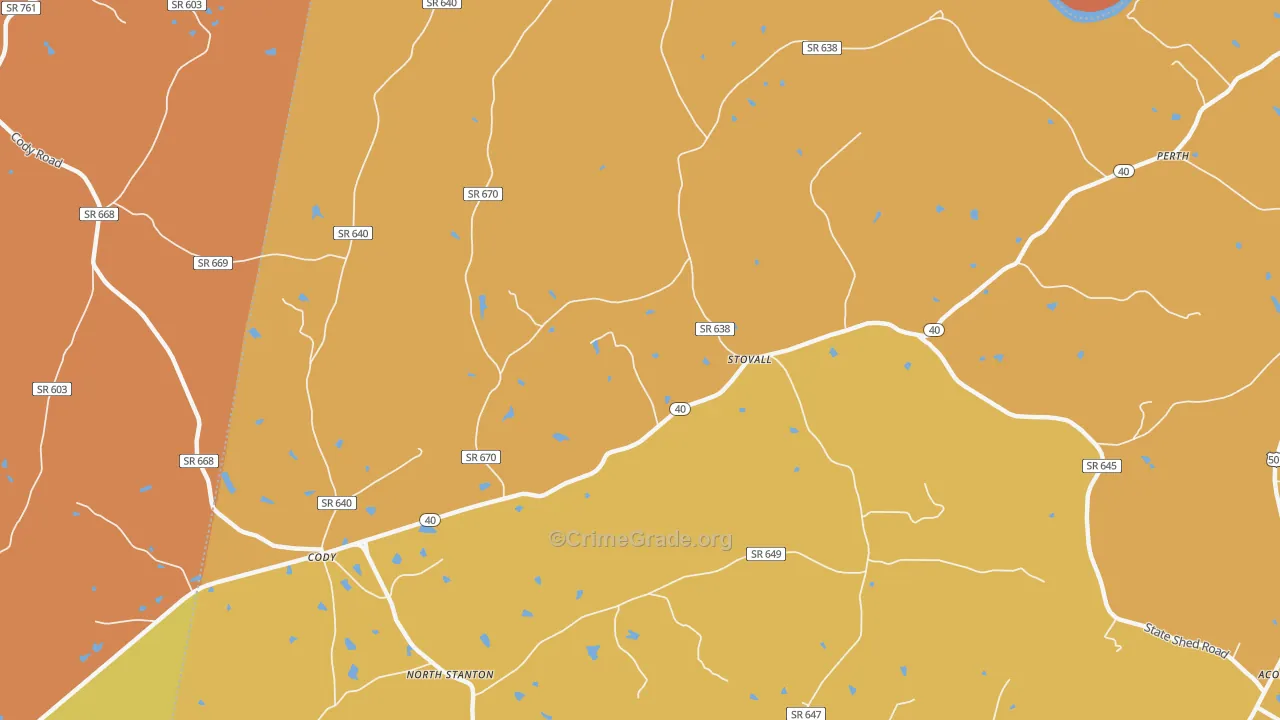 Stovall, VA Map of Drug-Related Crime Rates