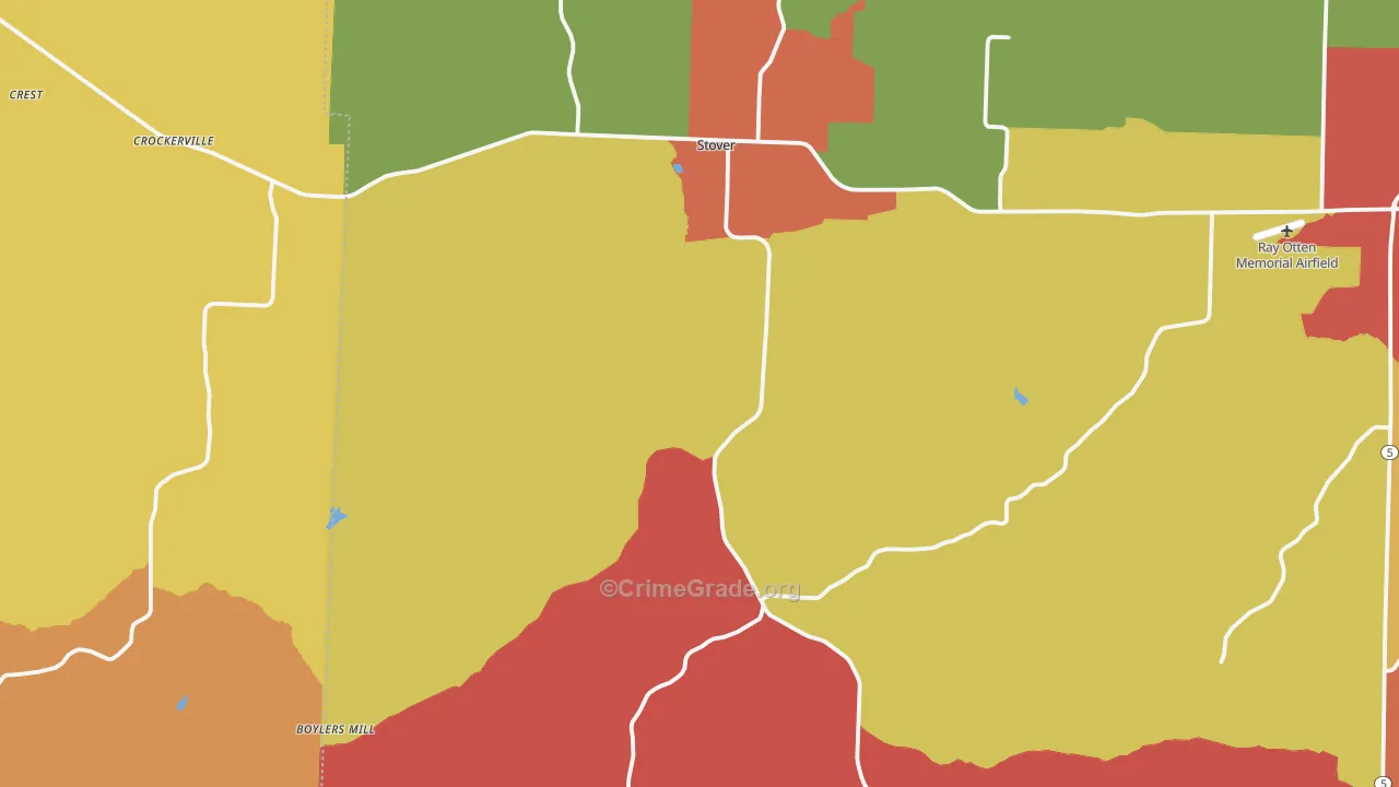 Stover, MO Map of Drug-Related Crime Rates