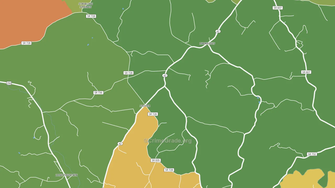 Stover, VA Map of Drug-Related Crime Rates