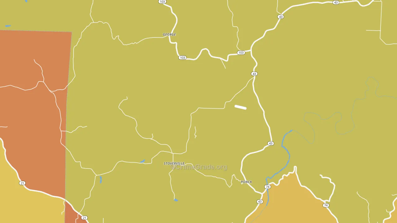 Stoverville, AR Map of Drug-Related Crime Rates