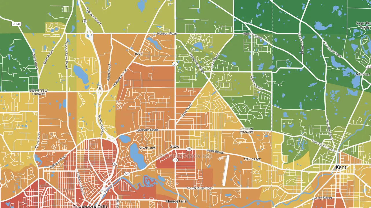 Stow, OH Map of Drug-Related Crime Rates