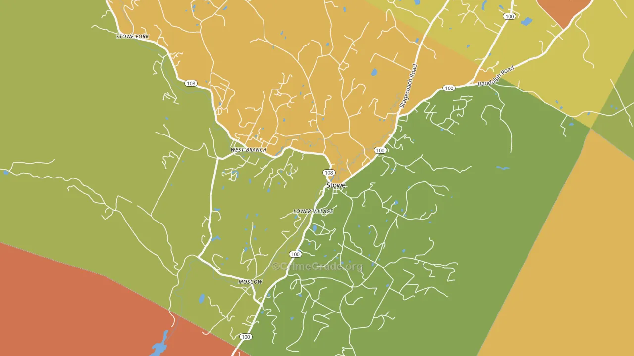 Stowe, VT Map of Drug-Related Crime Rates