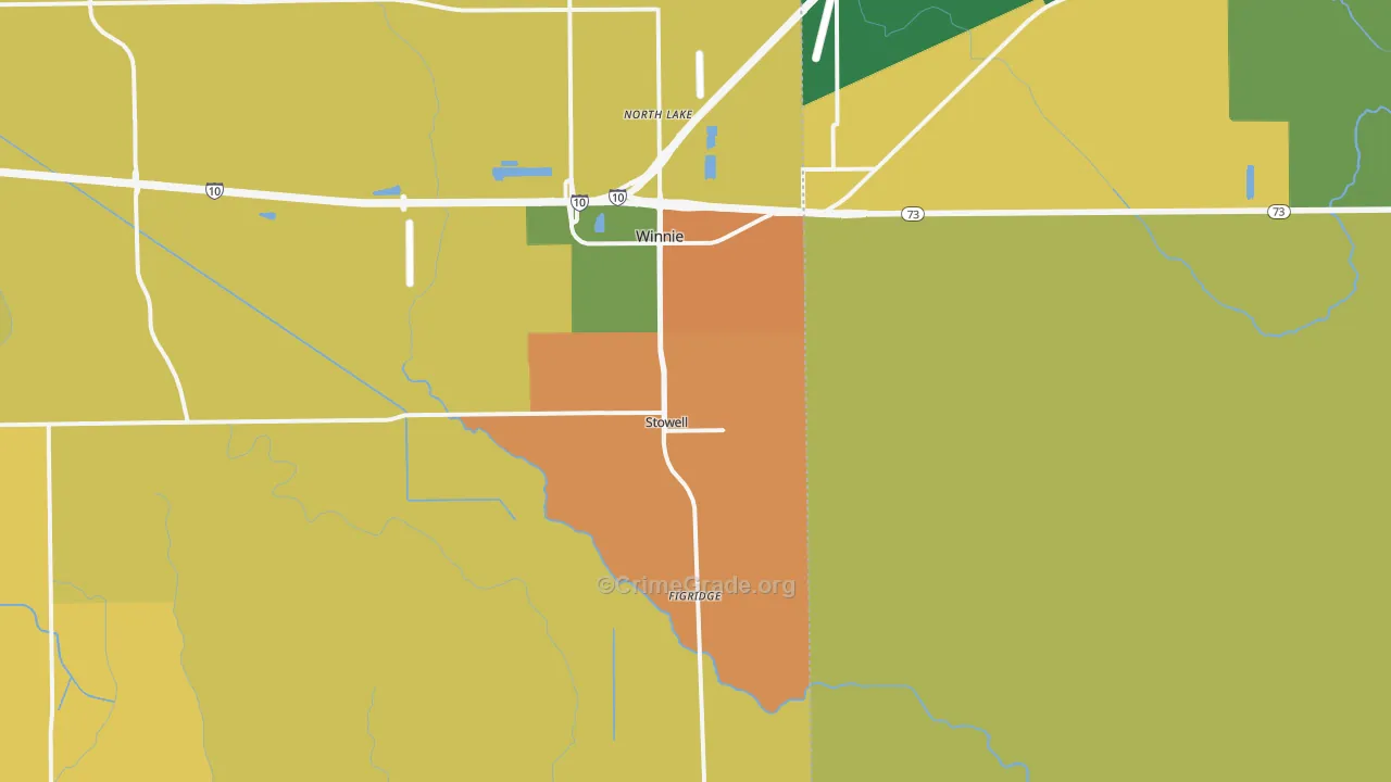 Stowell, TX Map of Drug-Related Crime Rates