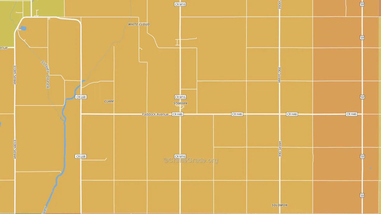 Strahan, IA Map of Drug-Related Crime Rates