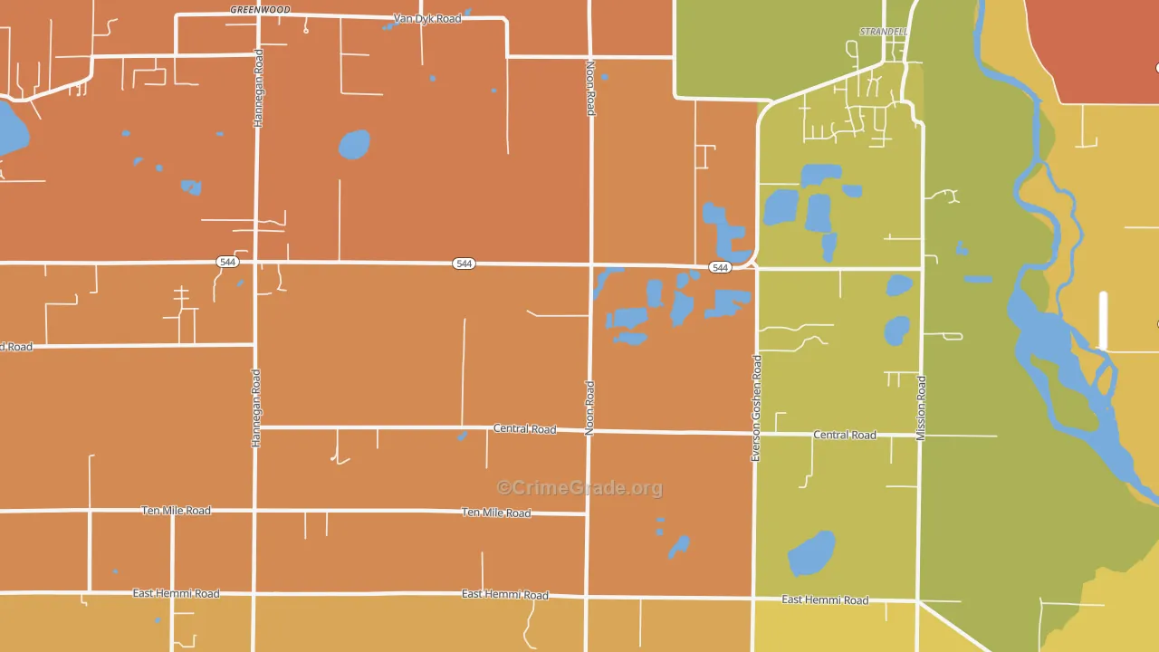 Strandell, WA Map of Drug-Related Crime Rates