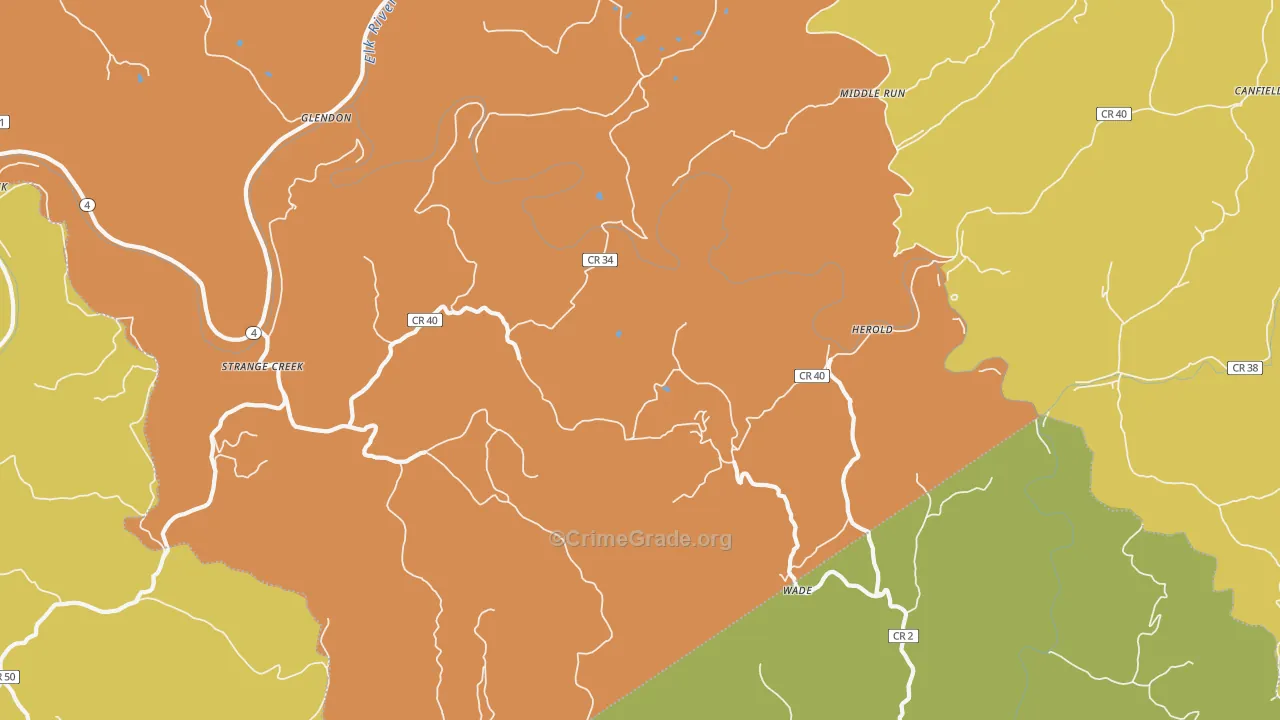 Strange Creek, WV Map of Drug-Related Crime Rates