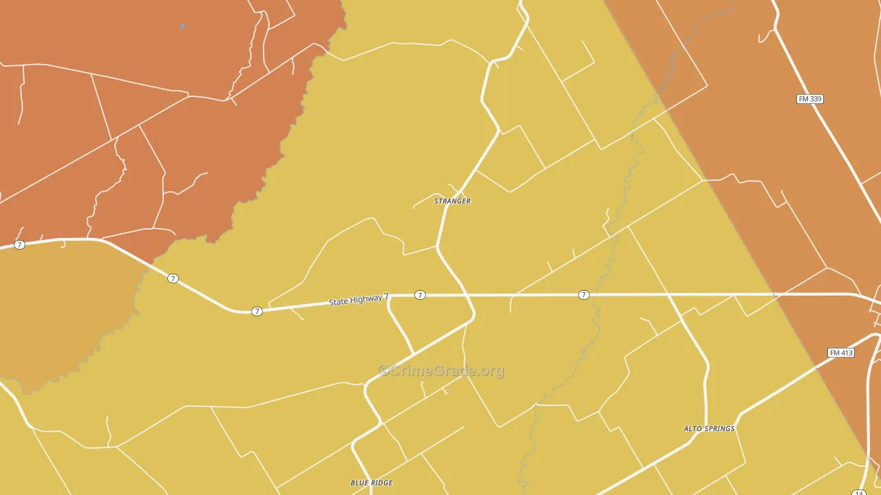 Stranger, TX Map of Drug-Related Crime Rates