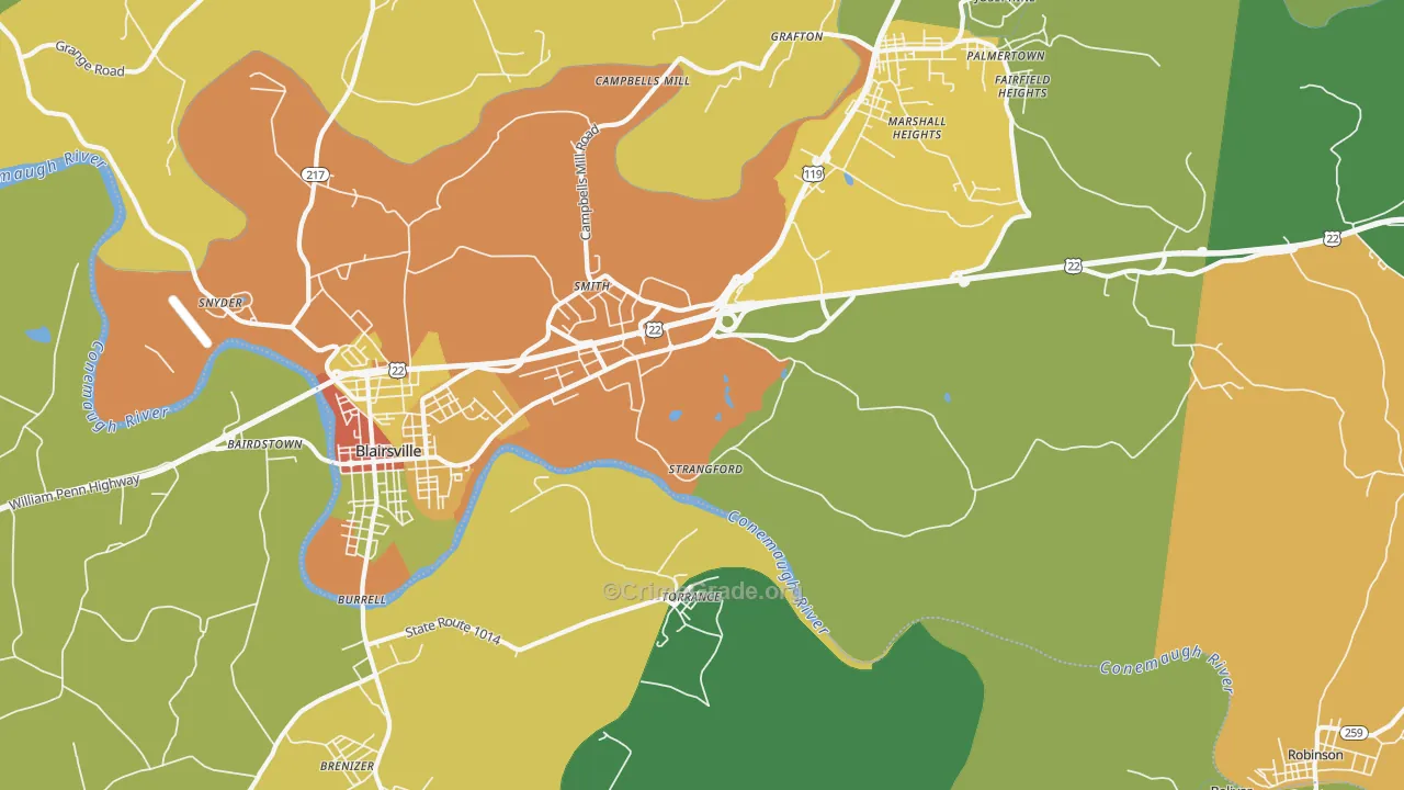 Strangford, PA Map of Drug-Related Crime Rates