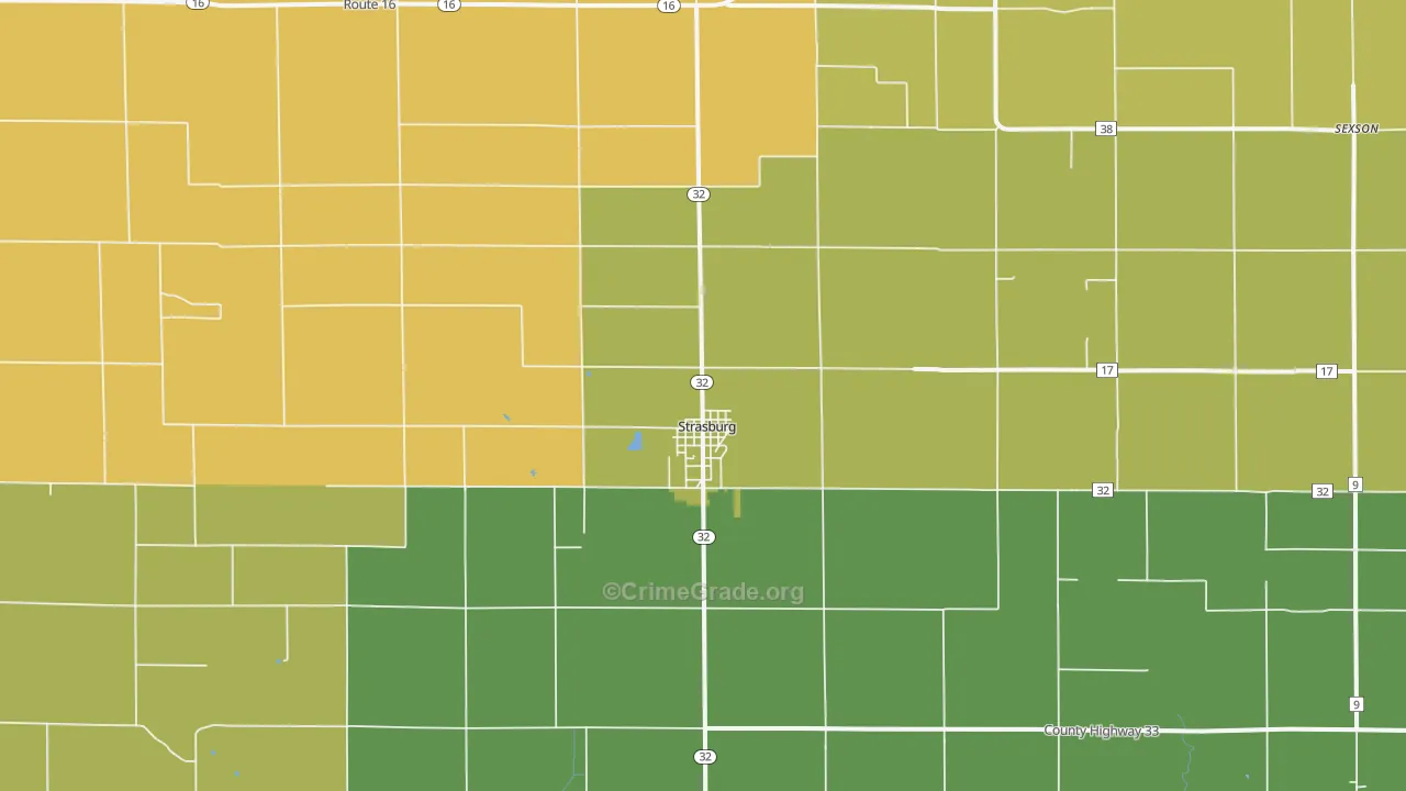 Strasburg, IL Map of Drug-Related Crime Rates