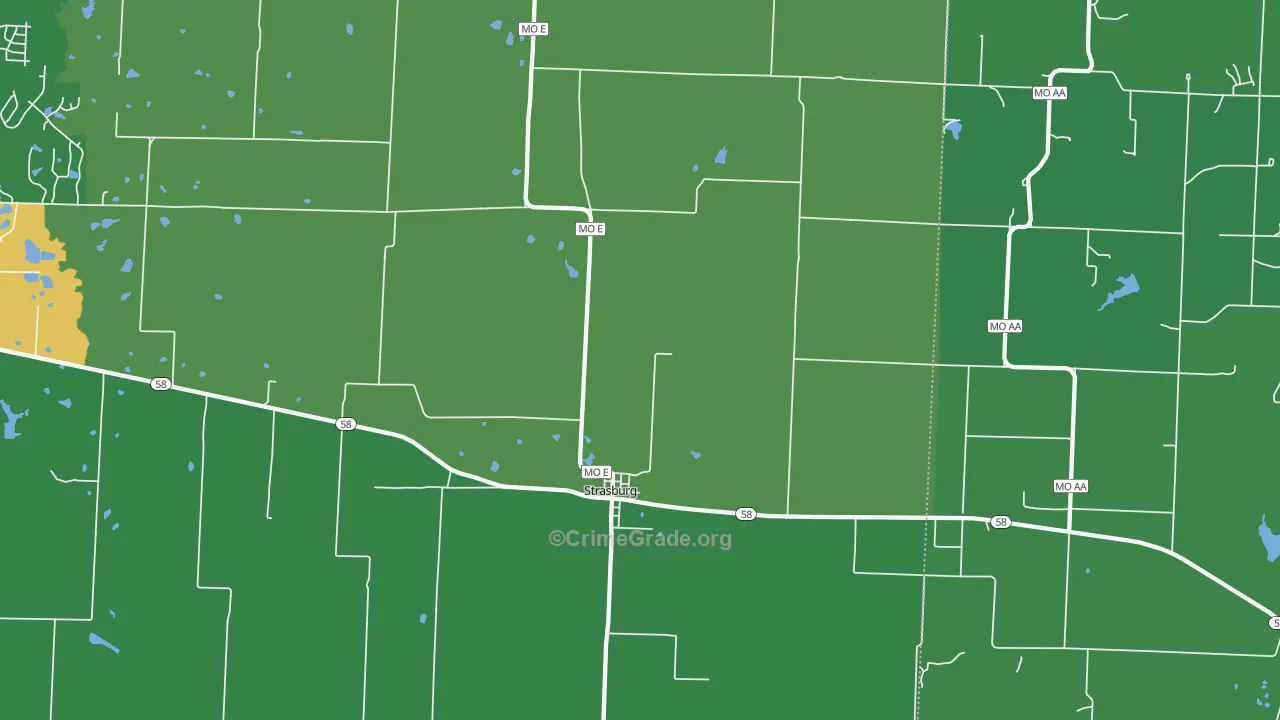 Strasburg, MO Map of Drug-Related Crime Rates