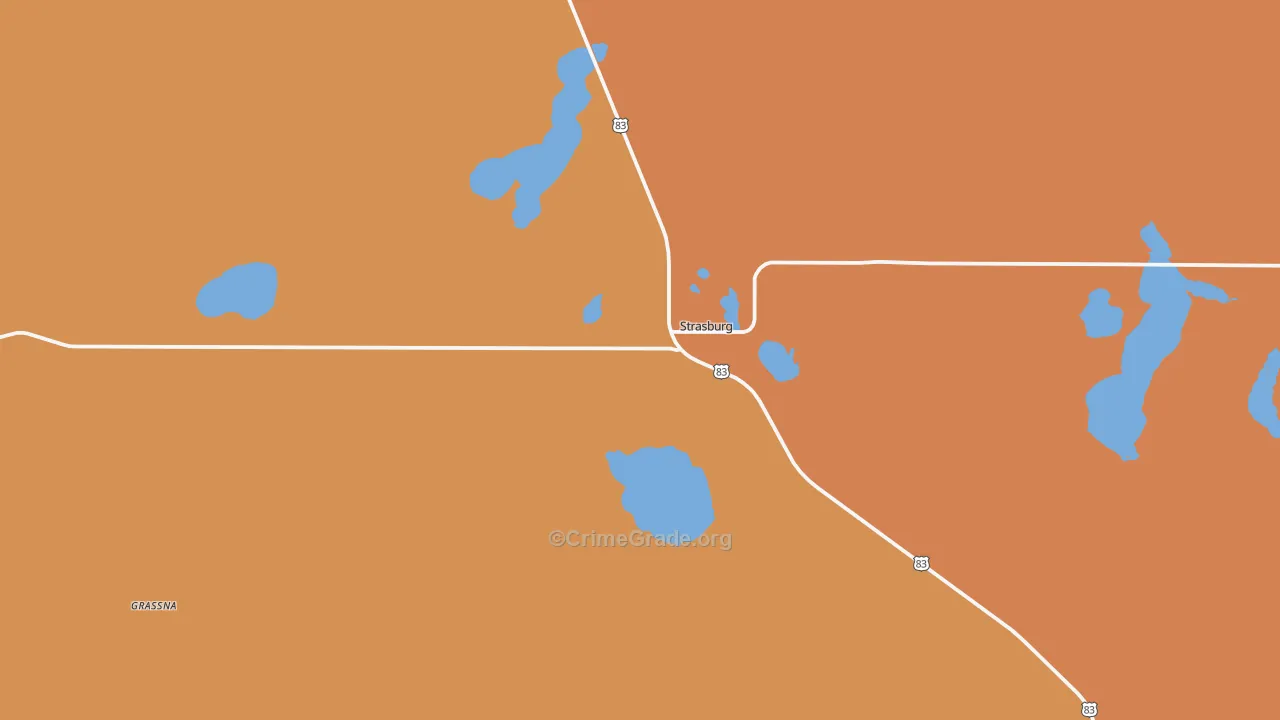 Strasburg, ND Map of Drug-Related Crime Rates