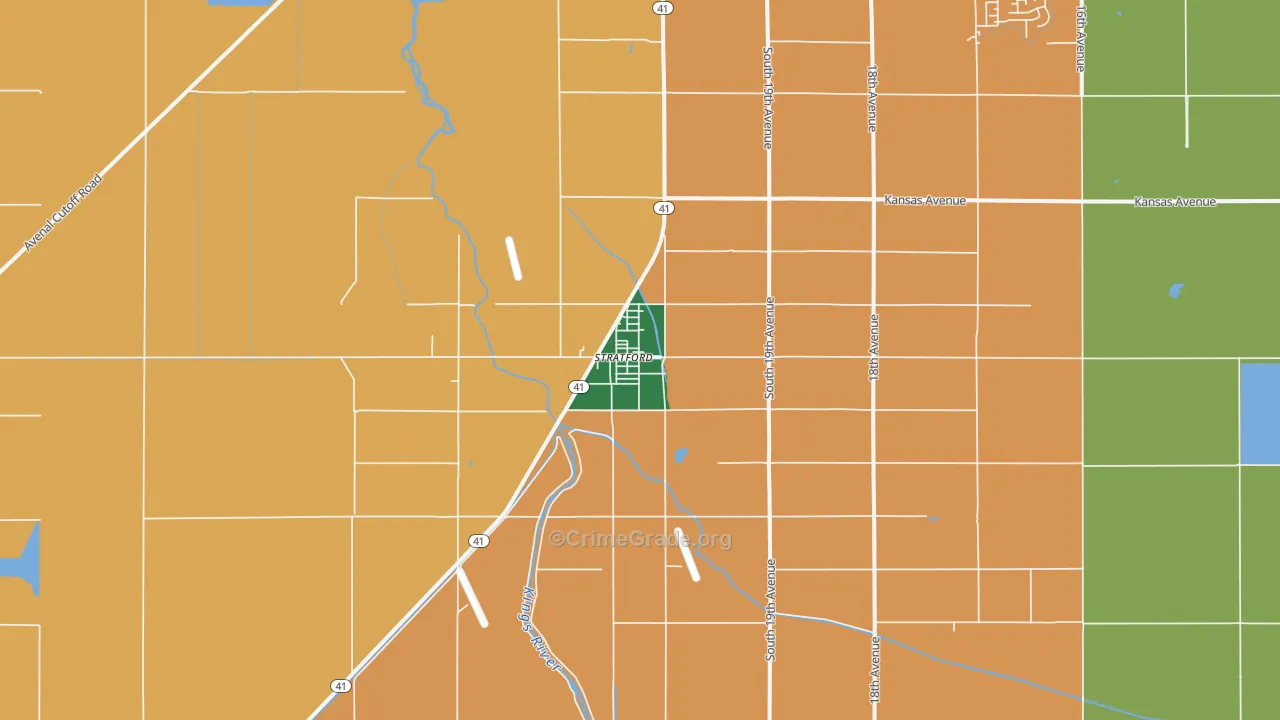 Stratford, CA Map of Drug-Related Crime Rates