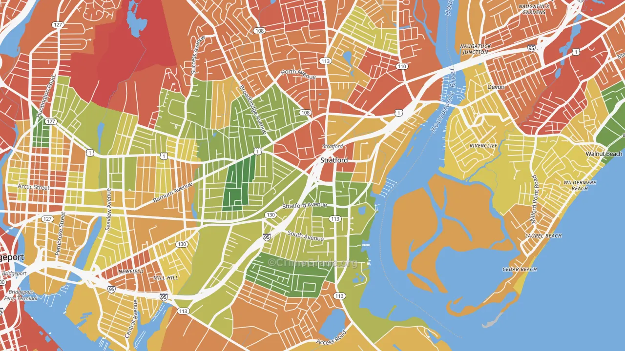 Stratford Center Historic District, Stratford, CT Map of Drug-Related Crime Rates