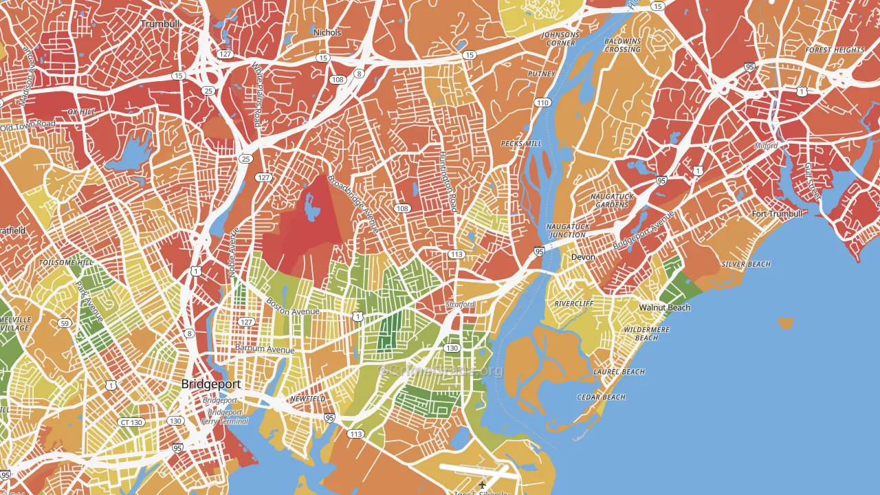 Stratford, CT Map of Drug-Related Crime Rates
