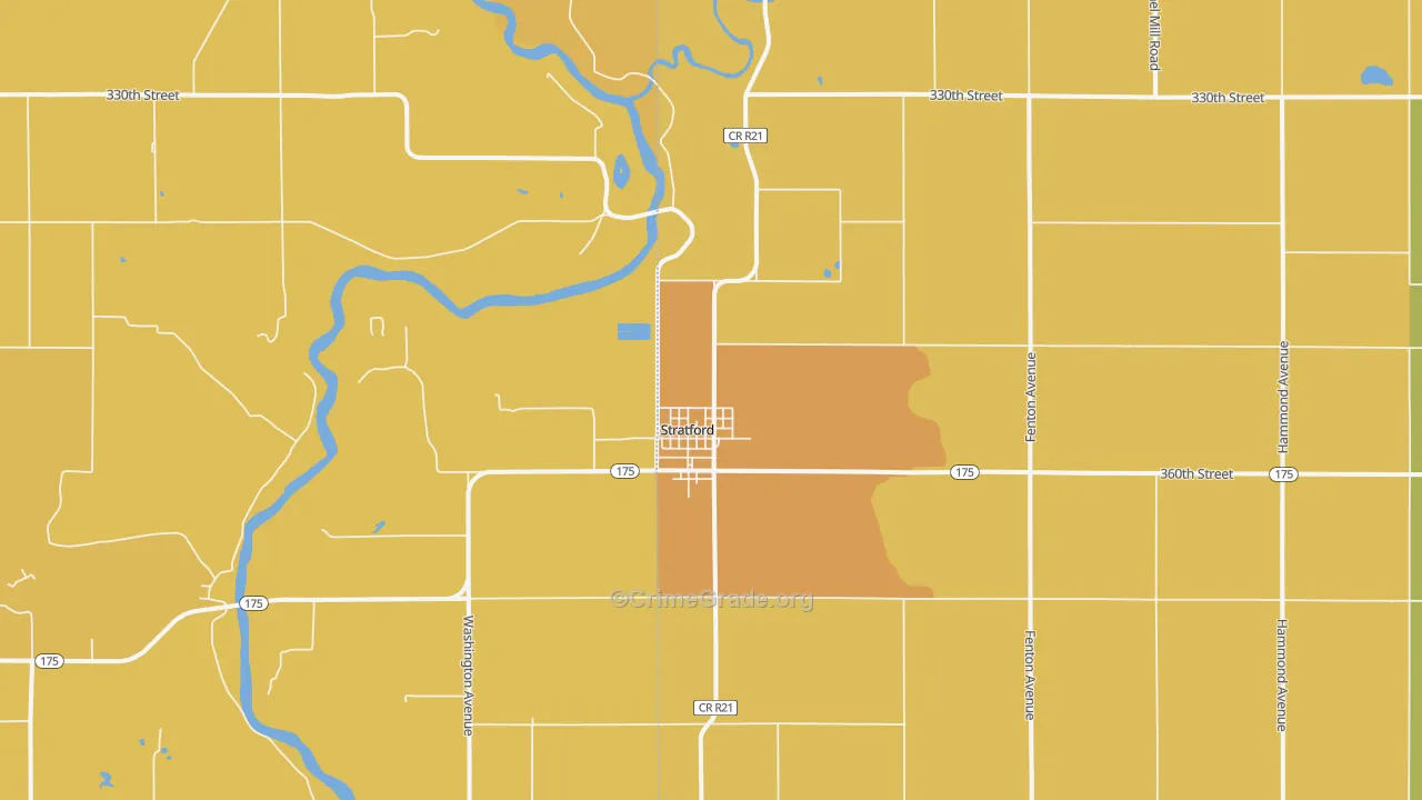 Stratford, IA Map of Drug-Related Crime Rates