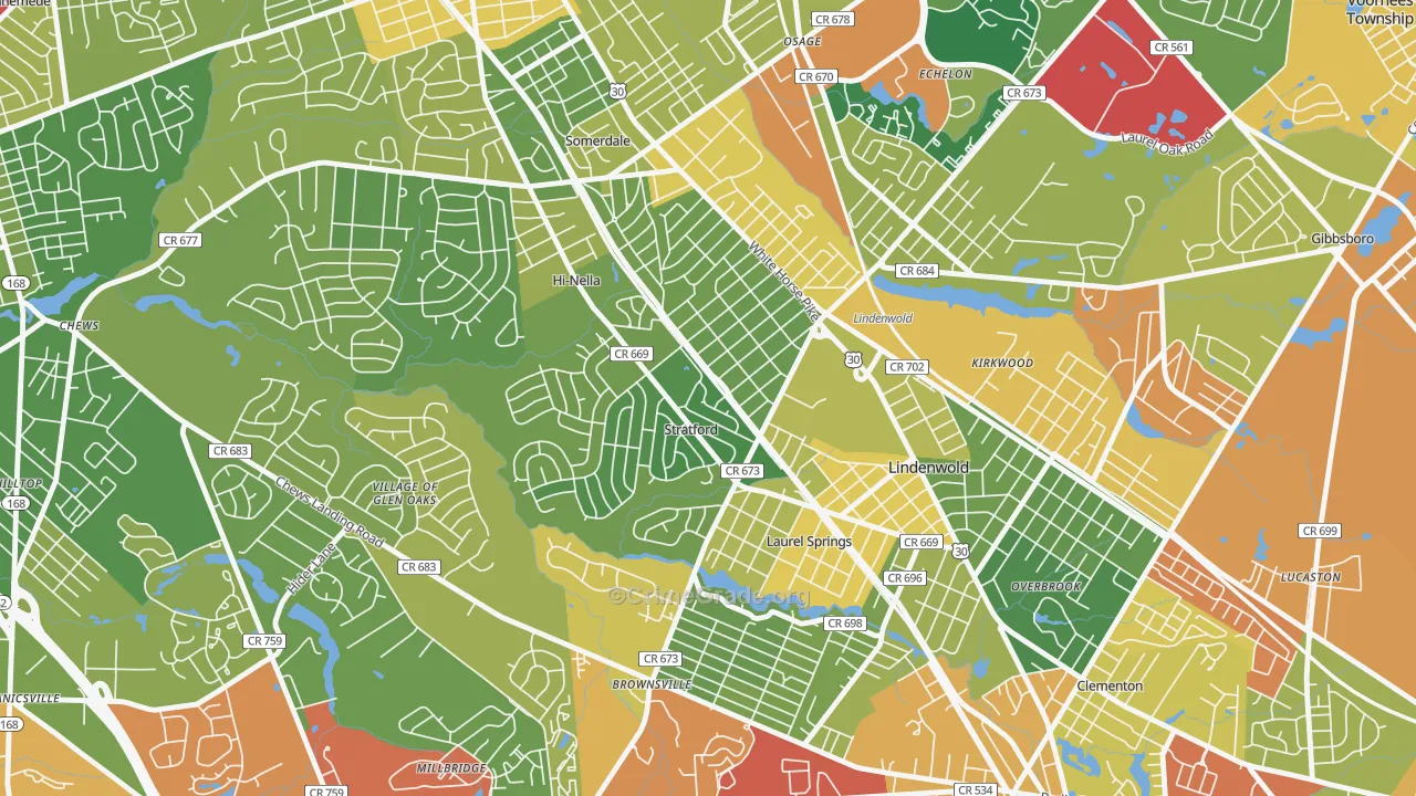 Stratford, NJ Map of Drug-Related Crime Rates