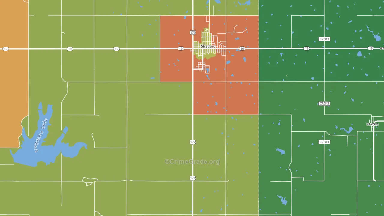 Stratford, OK Map of Drug-Related Crime Rates
