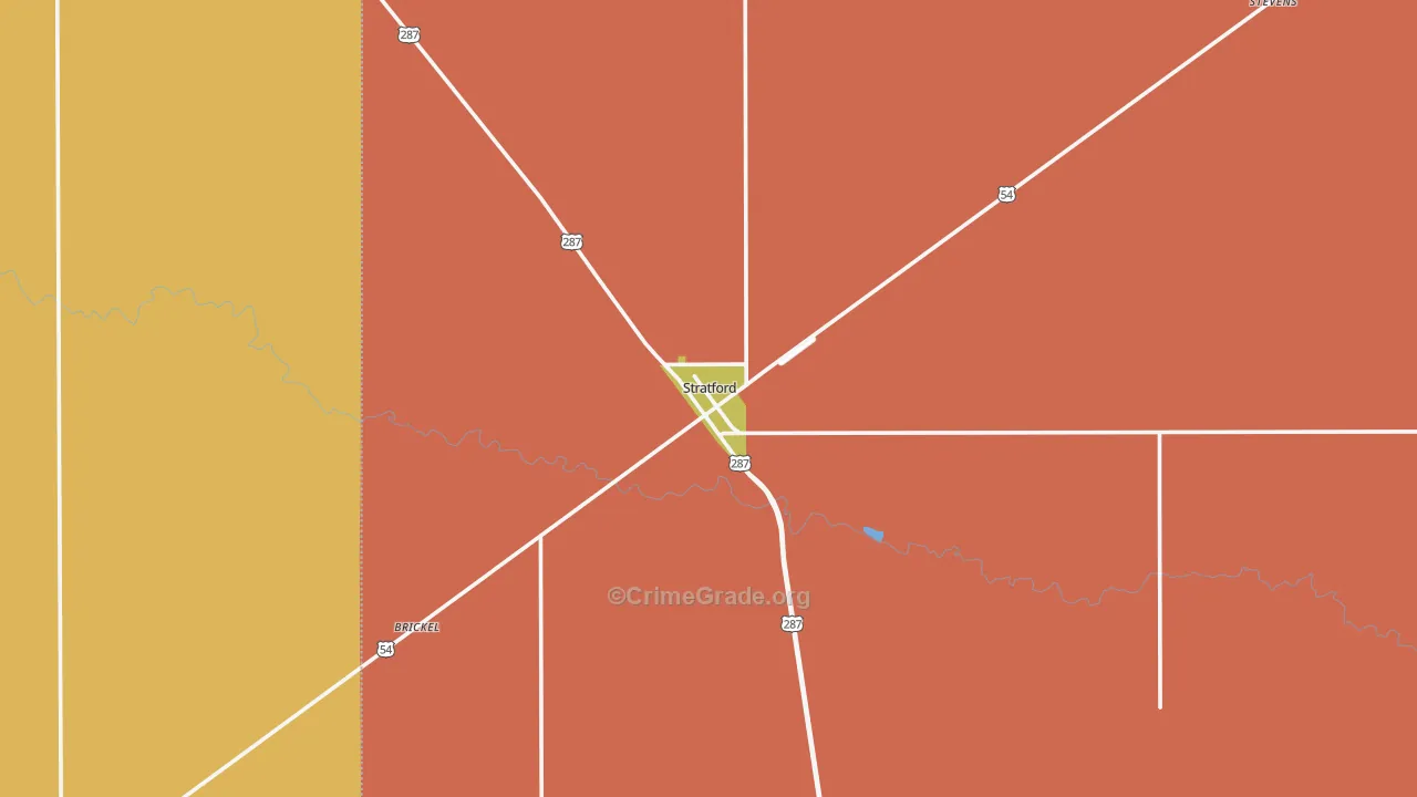 Stratford, TX Map of Drug-Related Crime Rates