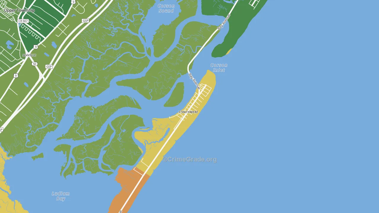 Strathmere, NJ Map of Drug-Related Crime Rates