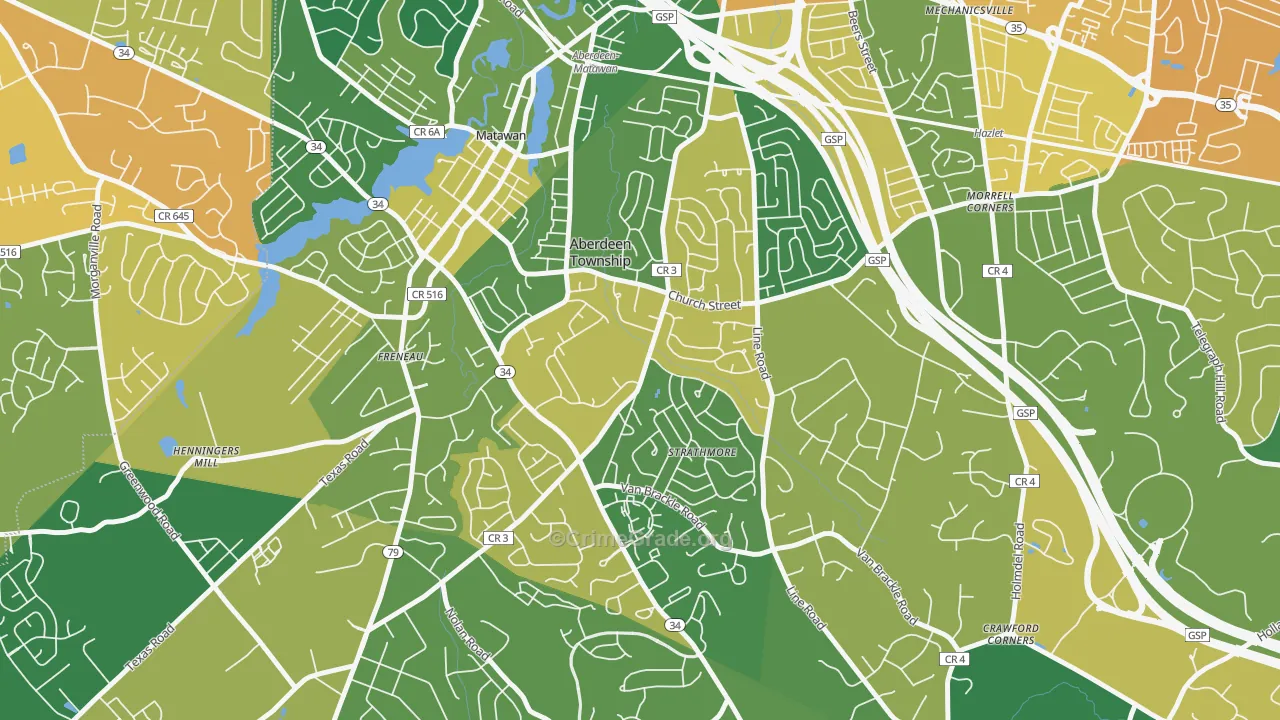 Strathmore, NJ Map of Drug-Related Crime Rates