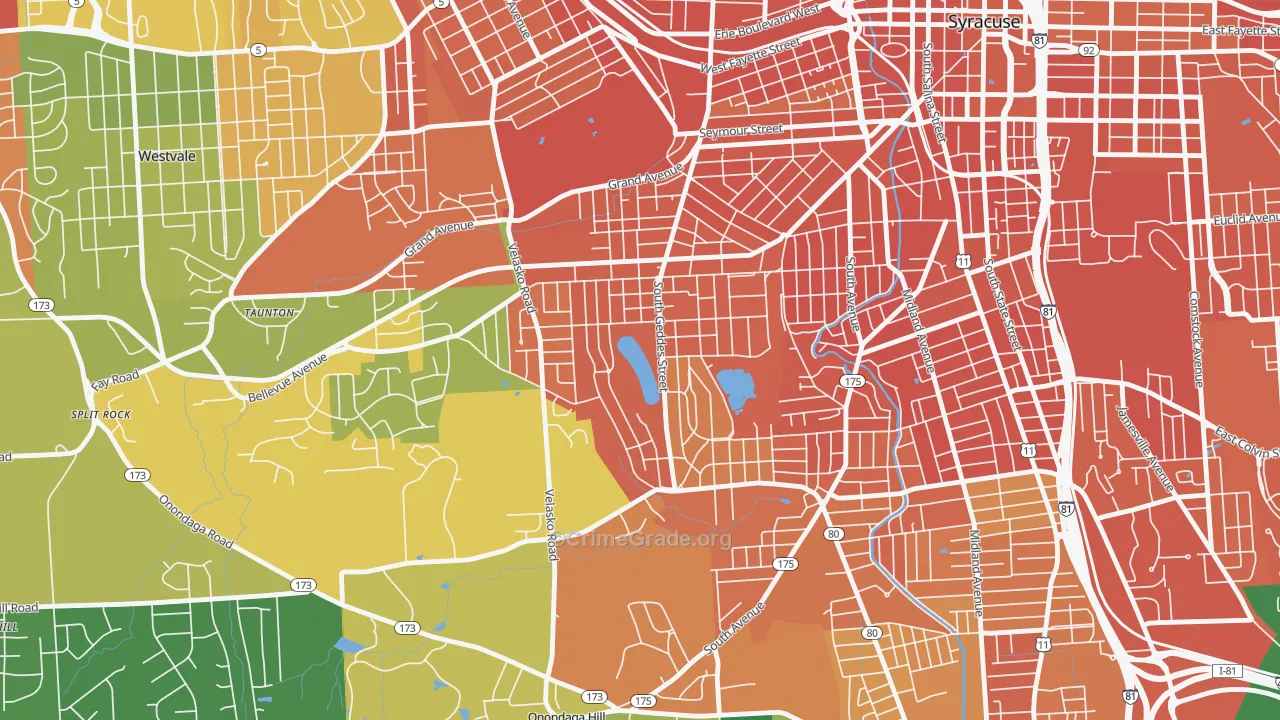 Strathmore, Syracuse, NY Map of Drug-Related Crime Rates