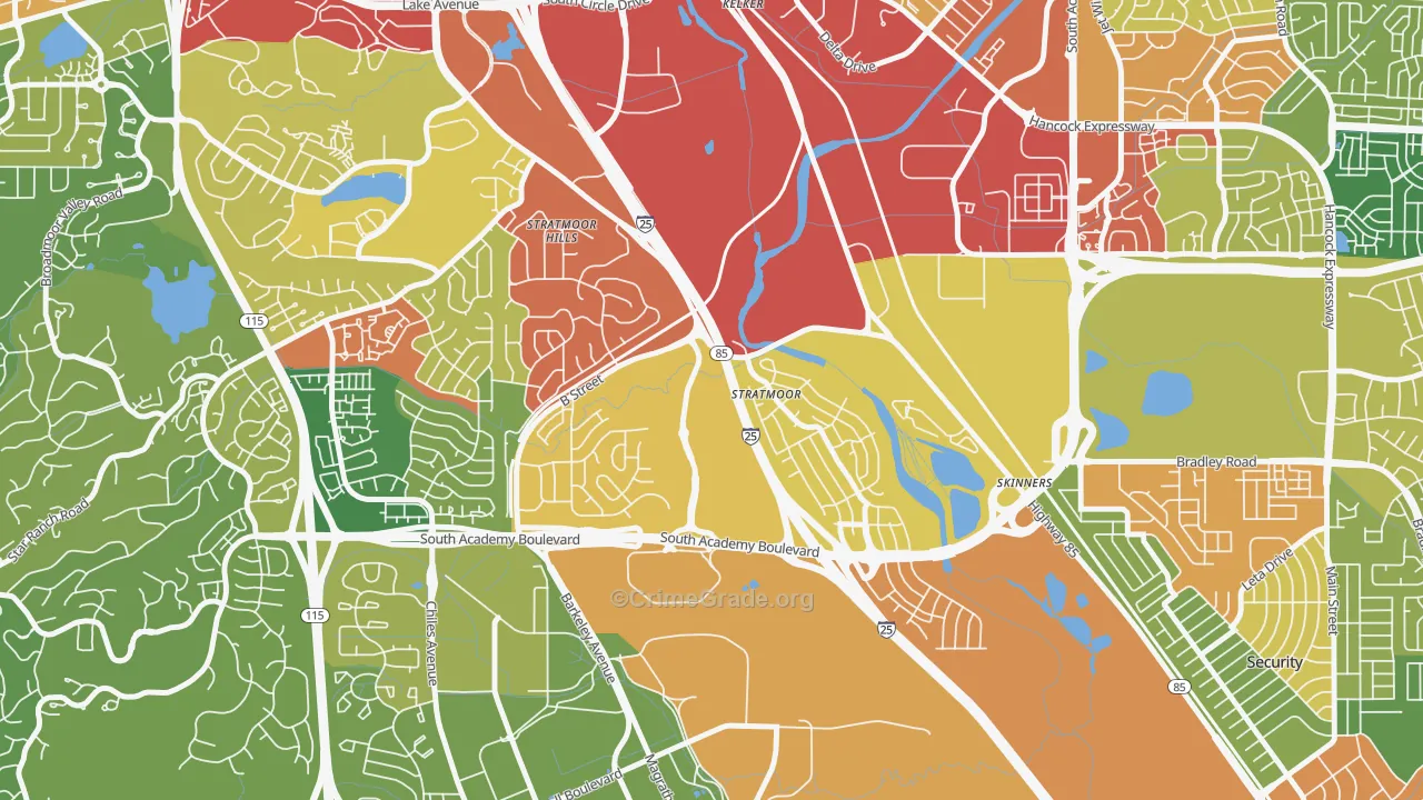 Stratmoor, CO Map of Drug-Related Crime Rates