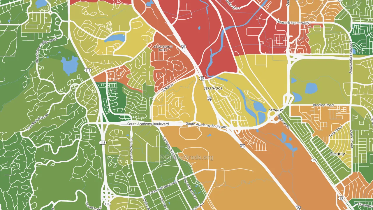 Stratmoor Hills, Stratmoor, CO Map of Drug-Related Crime Rates