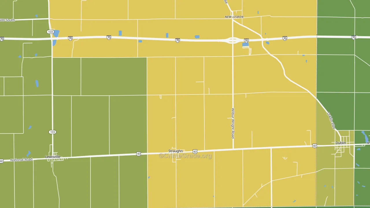 Straughn, IN Map of Drug-Related Crime Rates