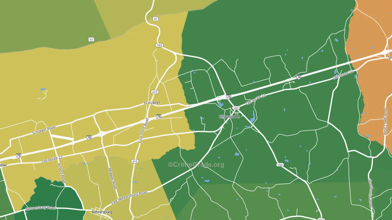 Strausstown, PA Map of Drug-Related Crime Rates
