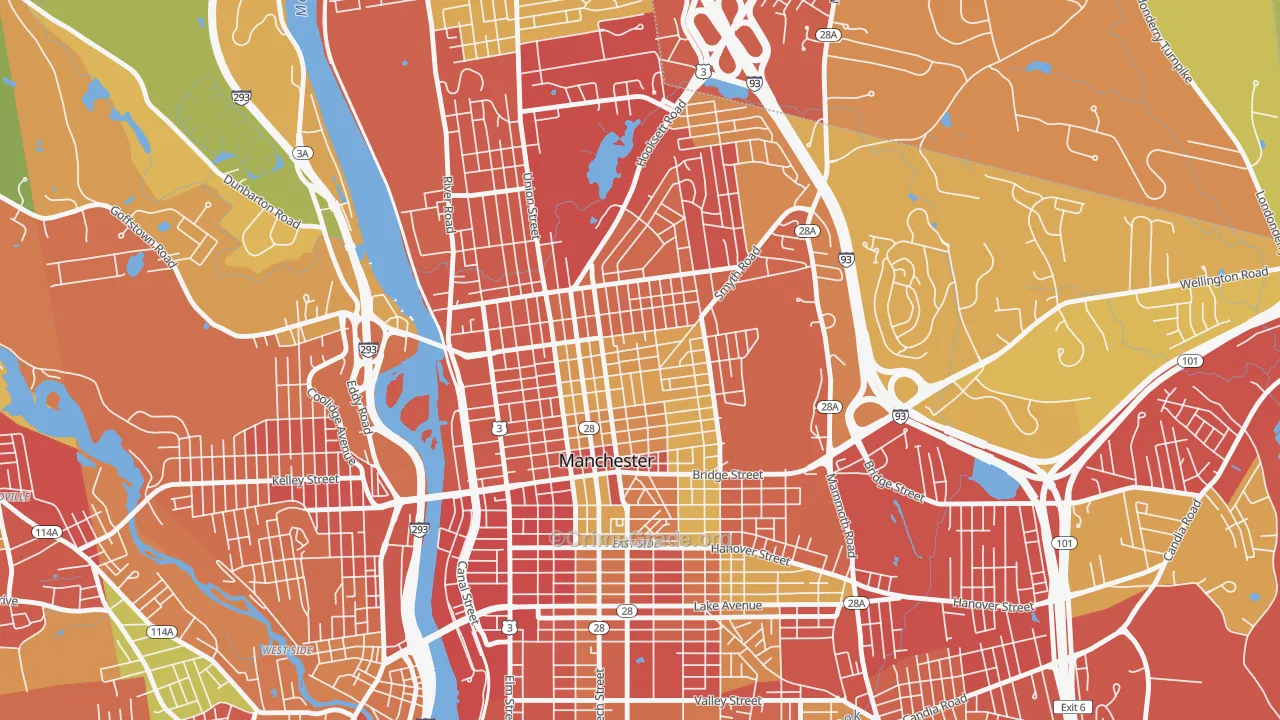 Straw-Smyth, Manchester, NH Map of Drug-Related Crime Rates