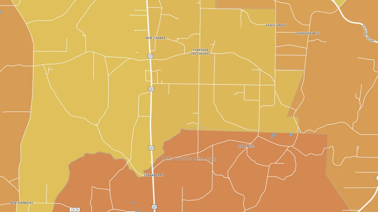 Strawberry, AL Map of Drug-Related Crime Rates