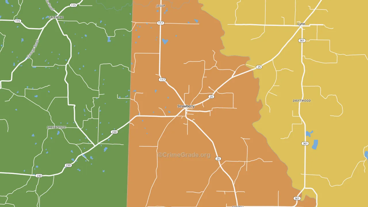 Strawberry, AR Map of Drug-Related Crime Rates