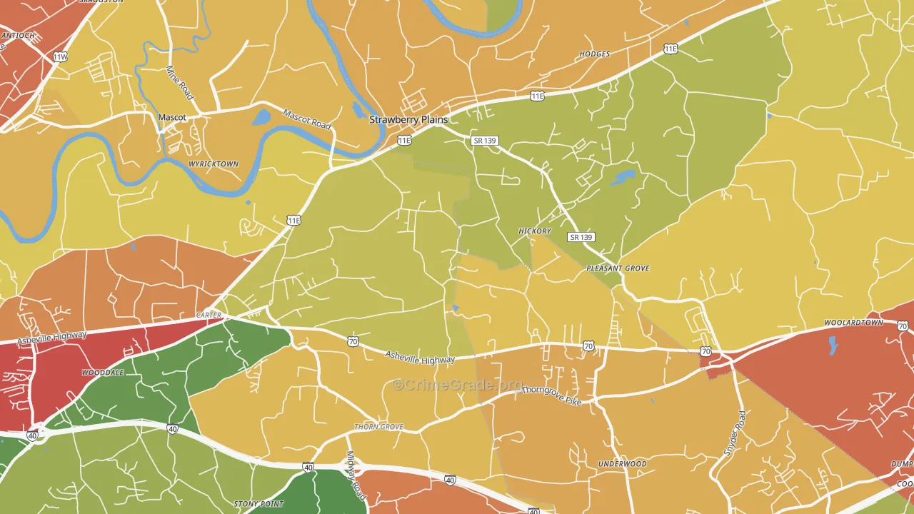 Strawberry Plains, TN Map of Drug-Related Crime Rates
