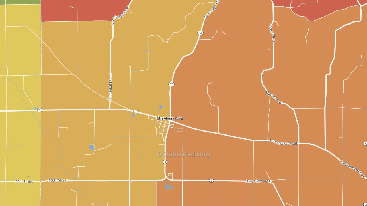Strawberry Point, IA Map of Drug-Related Crime Rates