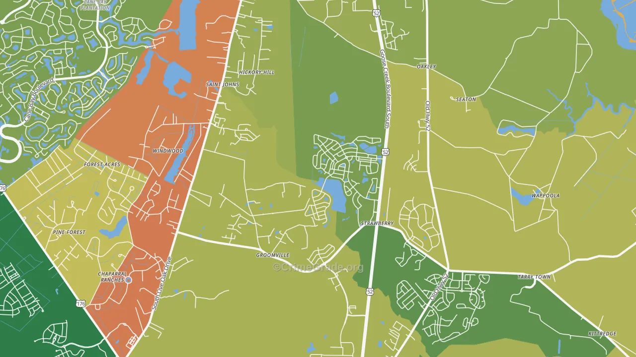 Strawberry, SC Map of Drug-Related Crime Rates