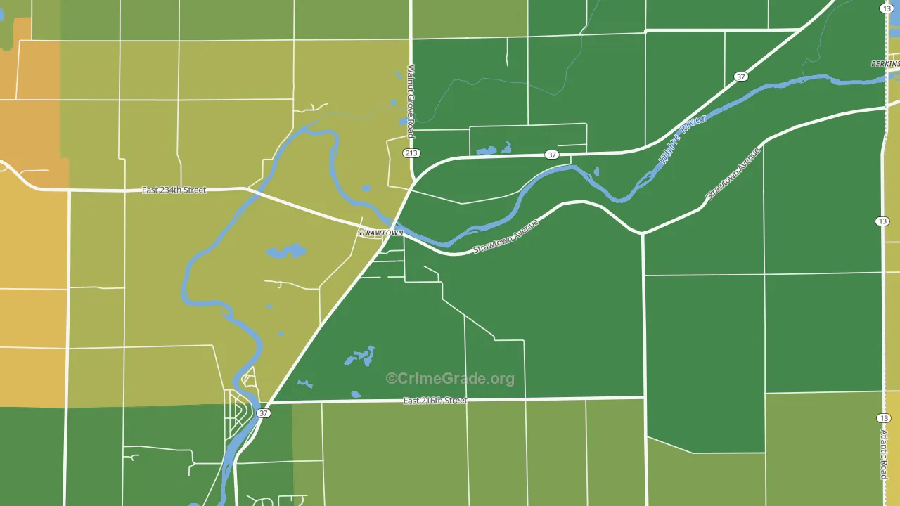Strawtown, IN Map of Drug-Related Crime Rates