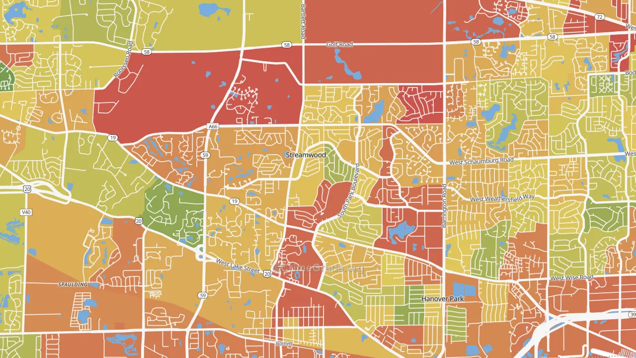 Streamwood, IL Map of Drug-Related Crime Rates