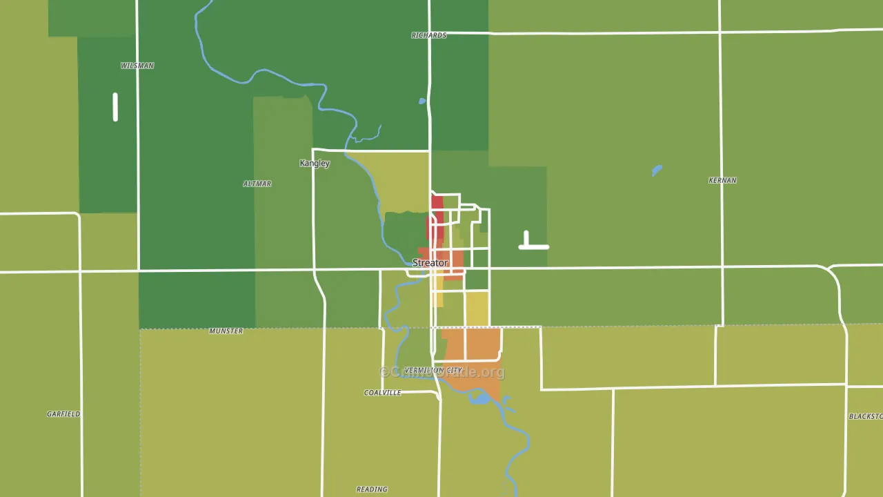 Streator, IL Map of Drug-Related Crime Rates