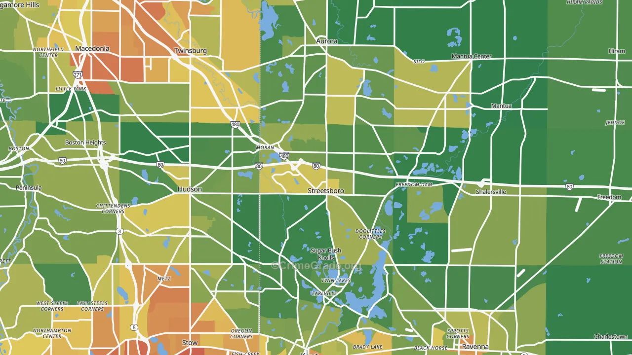 Streetsboro, OH Map of Drug-Related Crime Rates