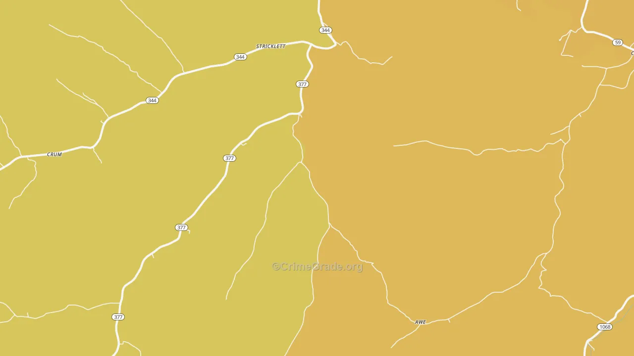 Stricklett, KY Map of Drug-Related Crime Rates
