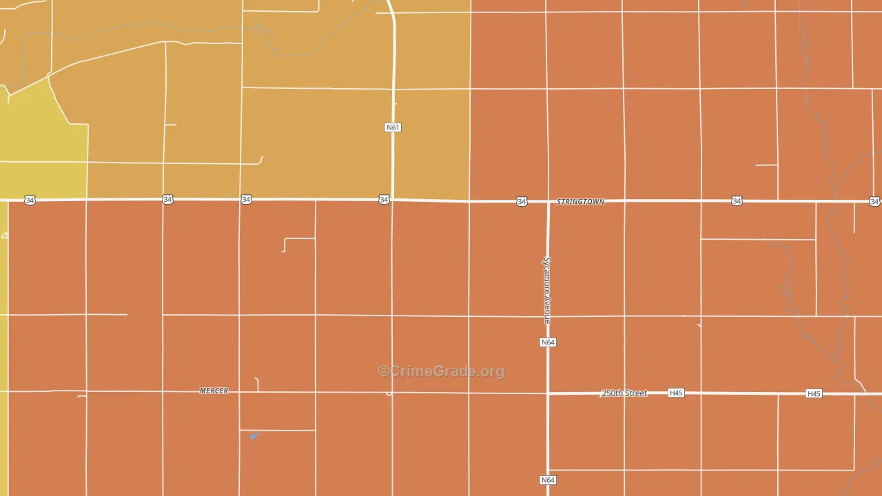 Stringtown, IA Map of Drug-Related Crime Rates