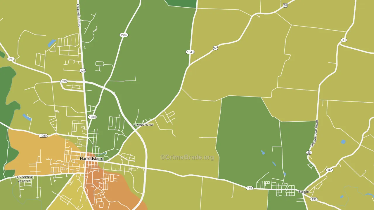 Stringtown, KY Map of Drug-Related Crime Rates