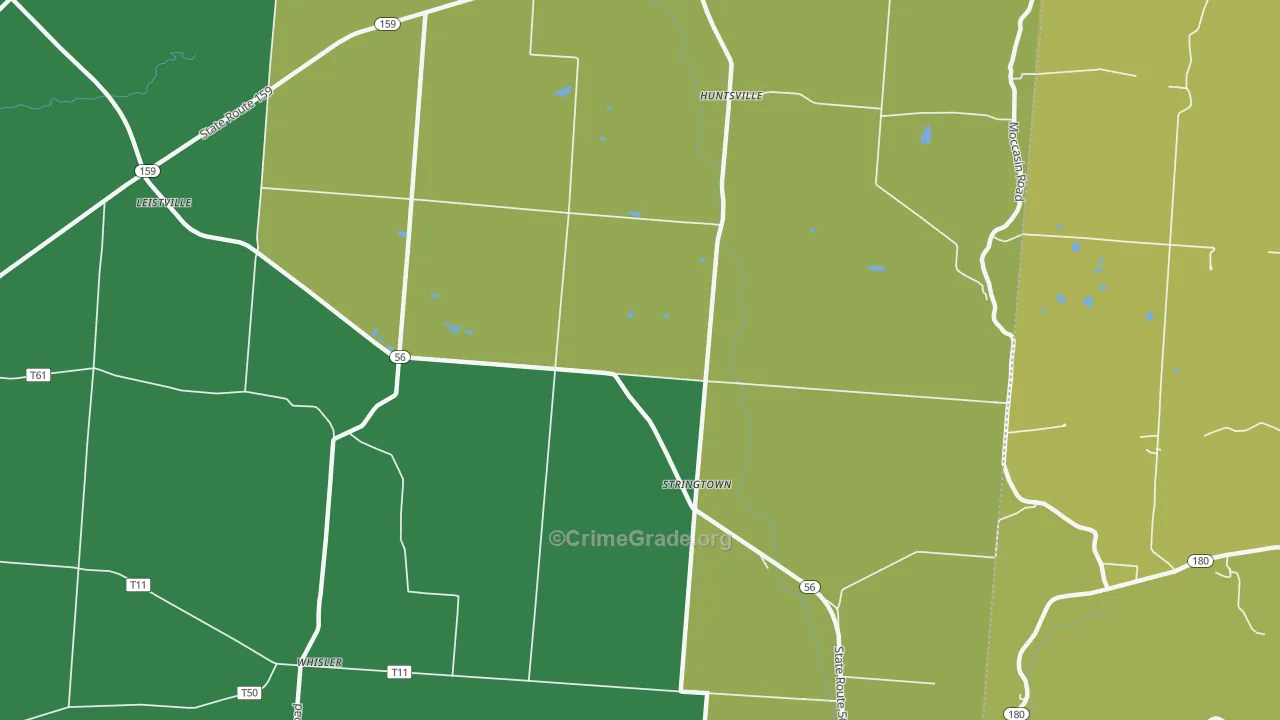 Stringtown, OH Map of Drug-Related Crime Rates