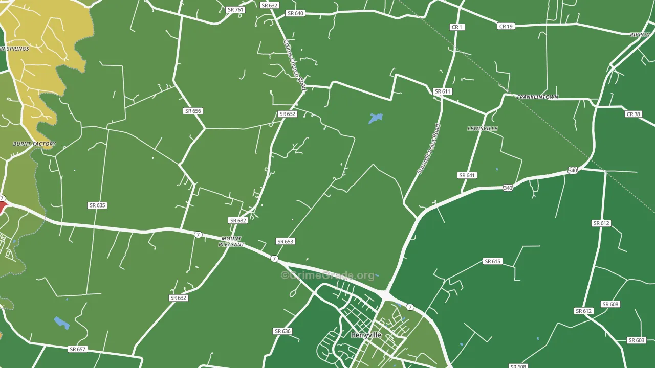 Stringtown, VA Map of Drug-Related Crime Rates