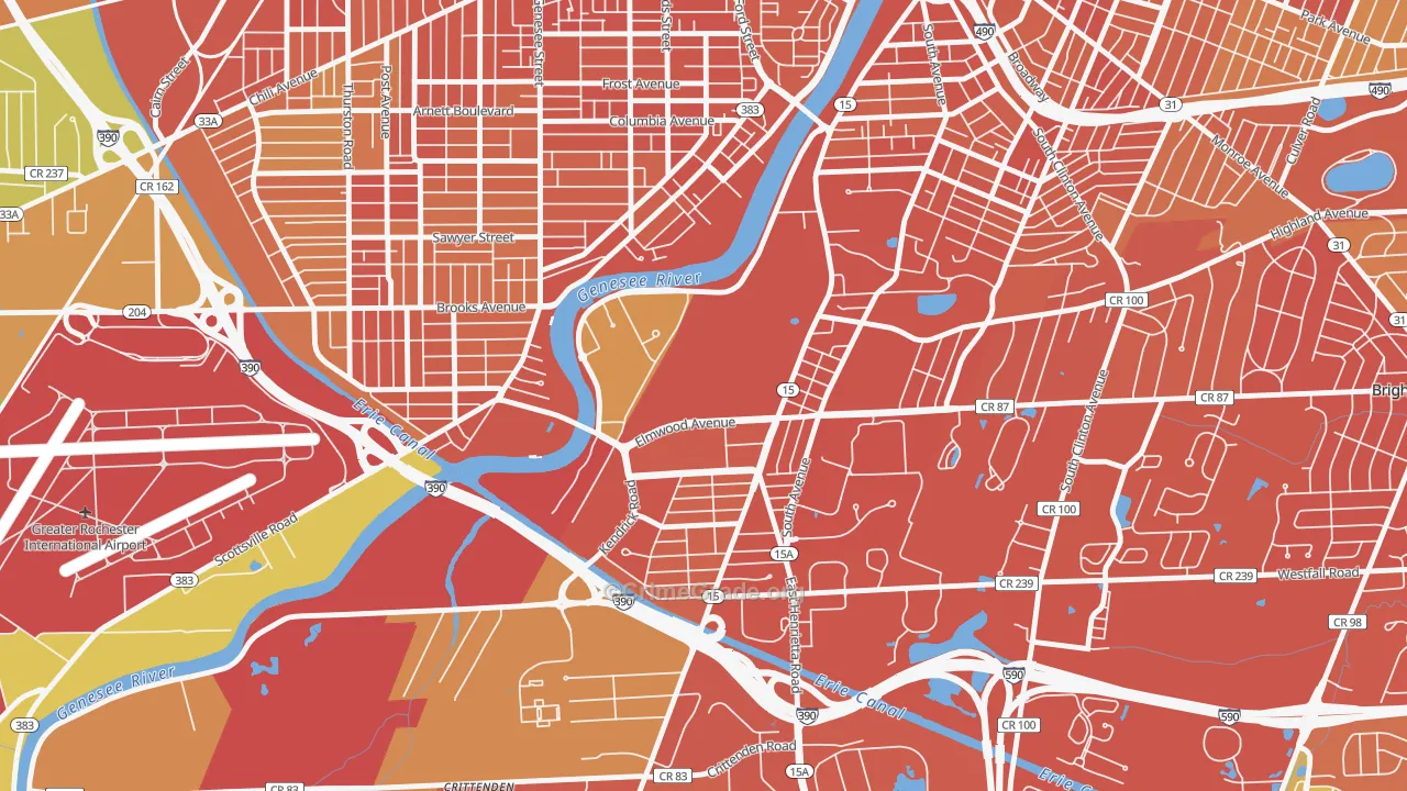 Strong, Rochester, NY Map of Drug-Related Crime Rates