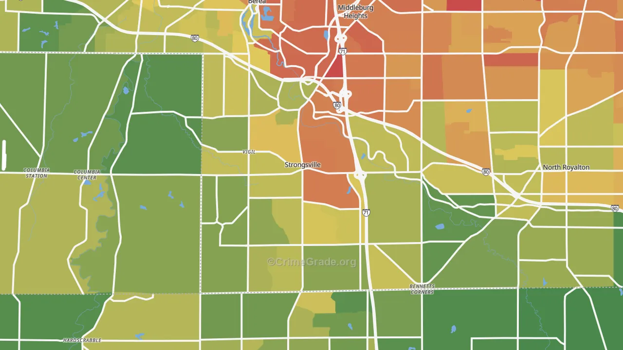 Strongsville, OH Map of Drug-Related Crime Rates